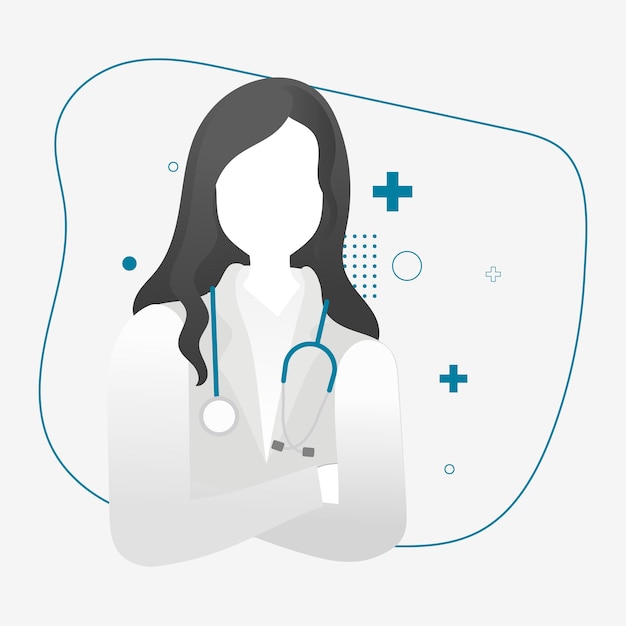 Vector gratuito vector de personaje de héroe médico profesional de la salud femenina