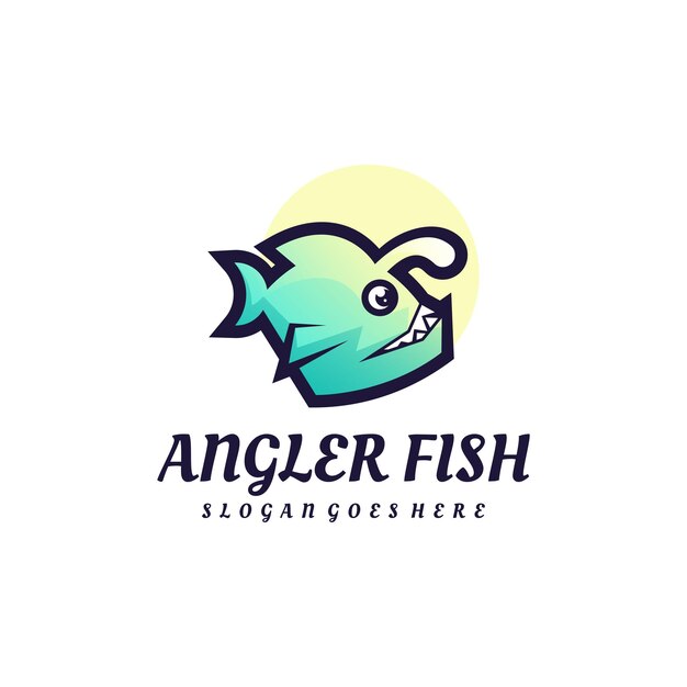 Vector pescador simple logotipo de la mascota