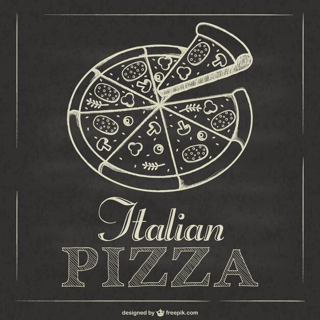 Vector de pizza italiana estilo pizarra