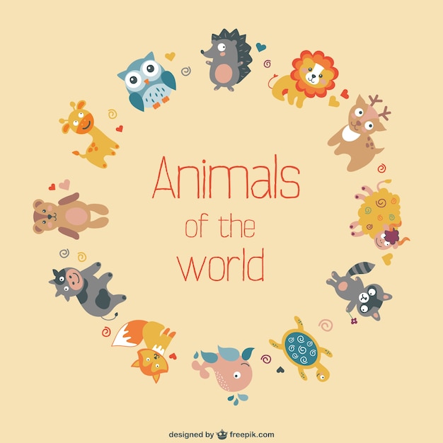 Vector plano de animales del mundo