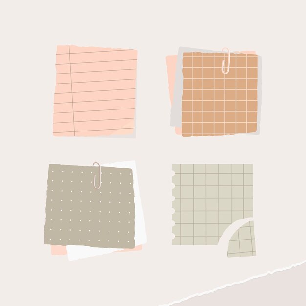 Vector de plantilla de anuncios sociales de colección de notas de papel colorido