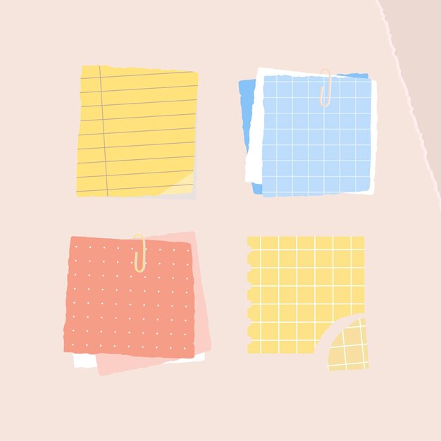 Vector de plantilla de anuncios sociales de colección de notas de papel colorido