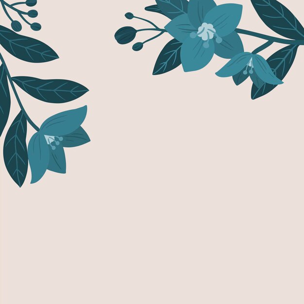 Vector de plantilla de anuncios sociales de espacio de copia de flor azul botánica