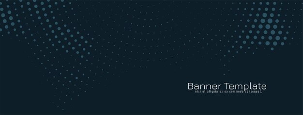 Vector de plantilla de banner azul oscuro de diseño de semitono decorativo