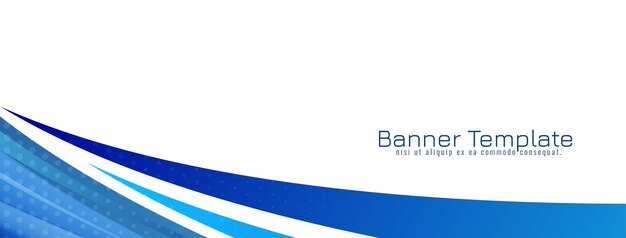 Vector de plantilla de banner de diseño de estilo de onda azul decorativo moderno