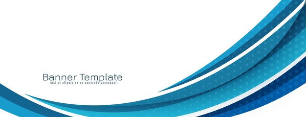 Vector de plantilla de banner de diseño de estilo de onda azul decorativo moderno