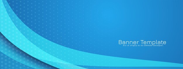 Vector de plantilla de banner de diseño de estilo de onda azul decorativo moderno
