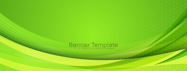 Vector de plantilla de banner de diseño de estilo de onda verde elegante moderno