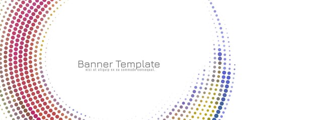 Vector de plantilla de banner elegante de semitono circular colorido abstracto