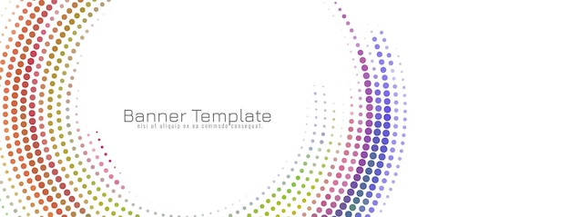 Vector de plantilla de banner elegante de semitono circular colorido abstracto