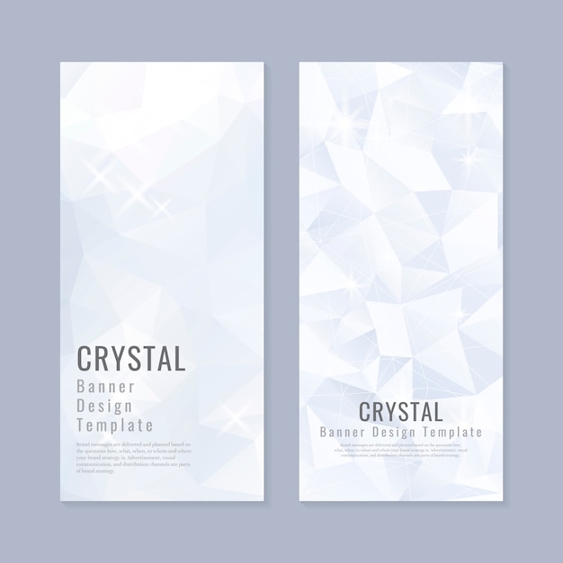 Vector de plantilla de banner con textura de cristal azul y blanco