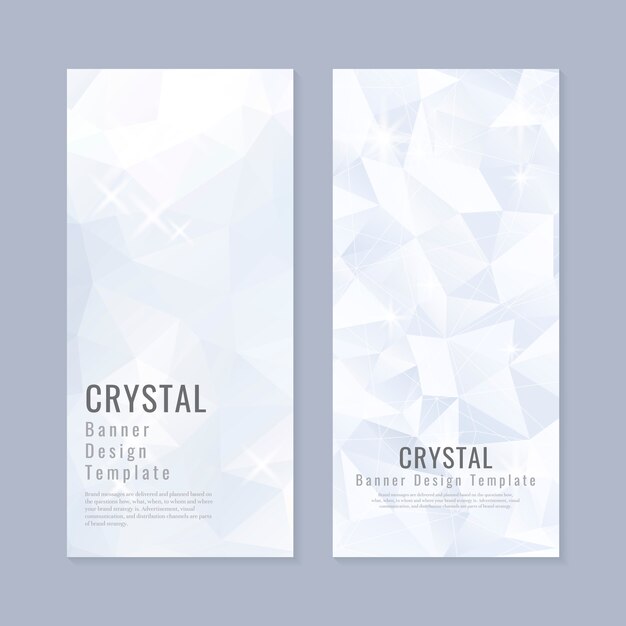 Vector de plantilla de banner con textura de cristal azul y blanco