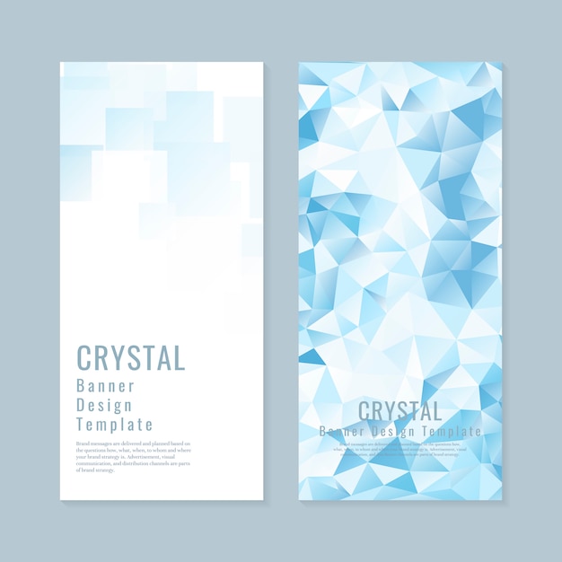 Vector de plantilla de banner con textura de cristal azul y blanco