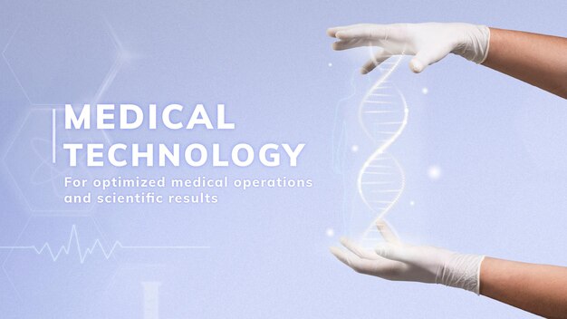 Vector de plantilla de ciencia de tecnología médica con presentación de hélice de ADN