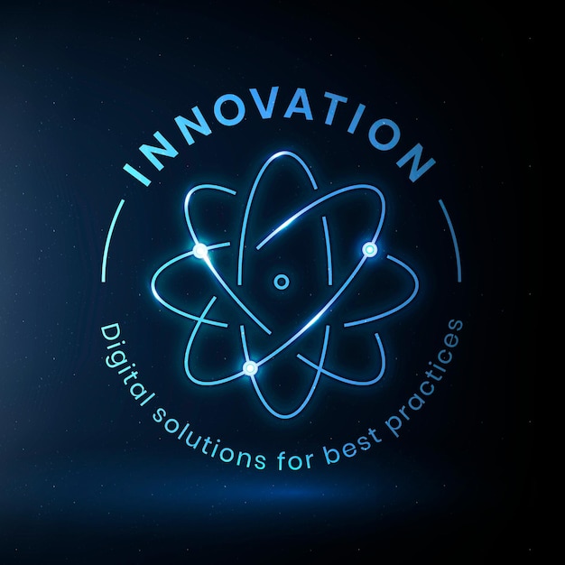 Vector de plantilla de logotipo de educación de innovación con gráfico de ciencia del átomo