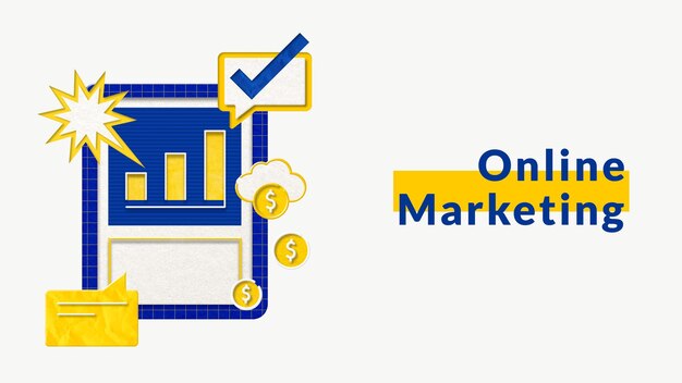 Vector de plantilla de negocio de marketing en línea con gráfico de tablero de gráfico de barras