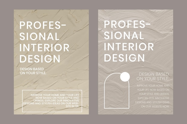 Vector de plantilla de póster con textura mínima para conjunto dual de empresa de interiores vector gratuito