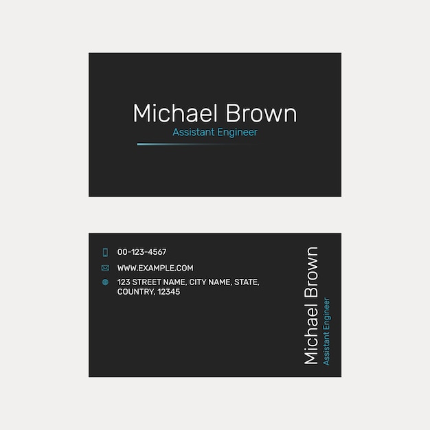 Vector de plantilla de tarjeta de visita editable en colección de diseño moderno negro