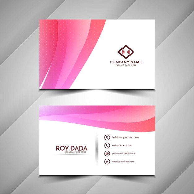 Vector de plantilla de tarjeta de visita de estilo de onda rosa suave moderno
