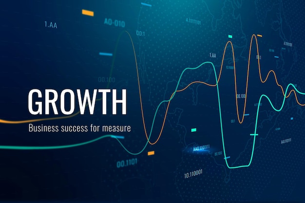 Vector de plantilla de tecnología de crecimiento empresarial en tono azul oscuro