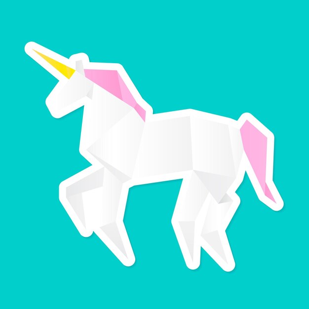 Vector de polígono de arte de papel de unicornio