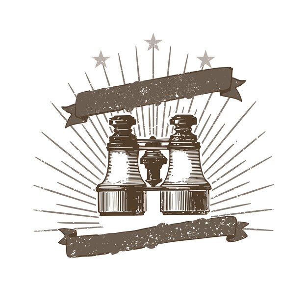Vector de prismáticos ilustración de la insignia de la vendimia