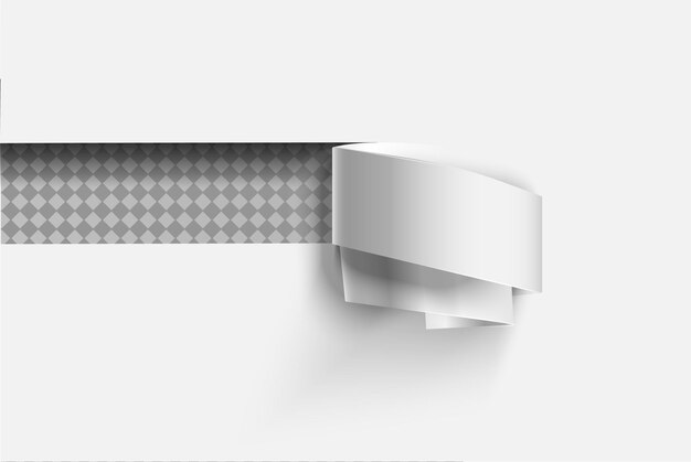Vector realista papel rasgado con borde enrollado sobre fondo transparente