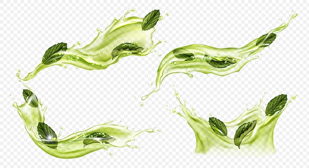 Vector gratuito vector realista splash de té verde o matcha