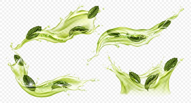 Vector realista splash de té verde o matcha