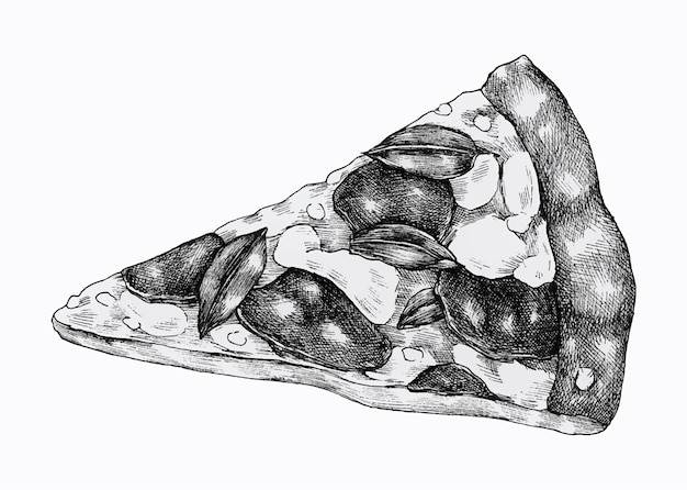Vector de rebanada de pizza dibujada a mano