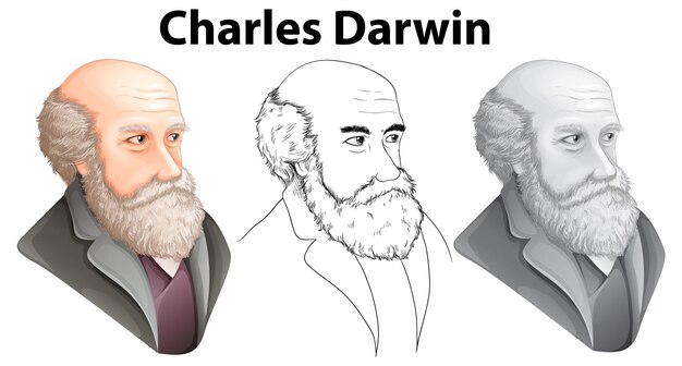 vector de retrato de charles darwin