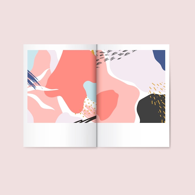 Vector de la revista de diseño colorido de memphis