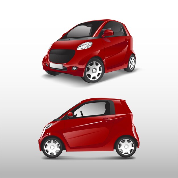 Vector rojo compacto coche híbrido