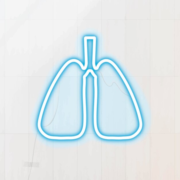 Vector de señal de neón azul del tracto respiratorio