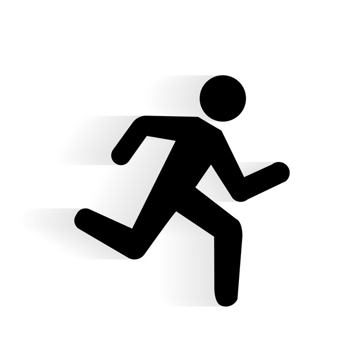 Vector gratuito vector silueta de icono humano corriendo con sombra aislado en blanco