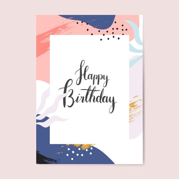 Vector de tarjeta de feliz cumpleaños colorido diseño de Memphis