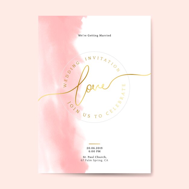 Vector de tarjeta de invitación de boda rosa