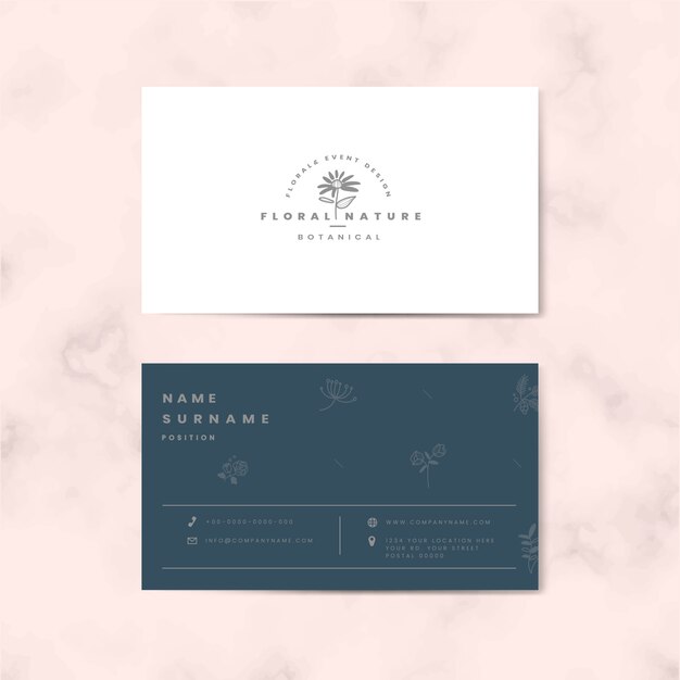 Vector de tarjeta de nombre floral de dos caras