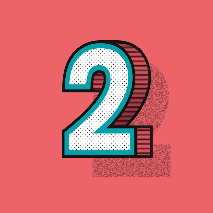 Vector gratuito vector de tipografía de estilo de semitono isométrico 3d número 2
