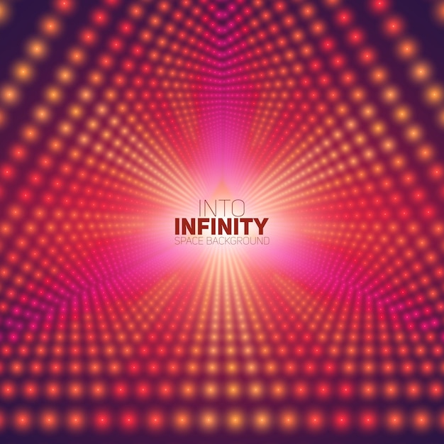 Vector túnel triangular infinito de brillantes bengalas