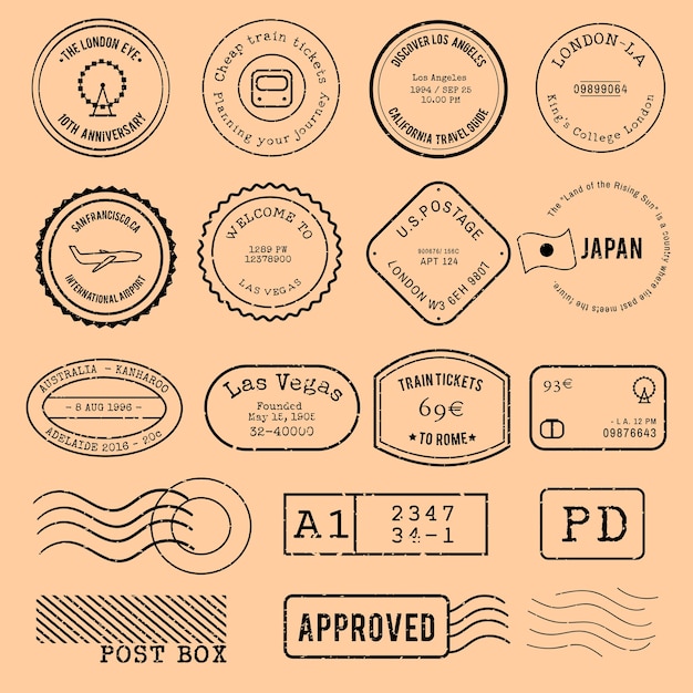 Vector de varios diseños de sellos