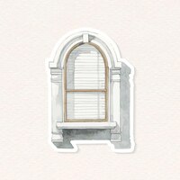 Vector gratuito vector vintage acuarela ilustración ventana europea arquitectura