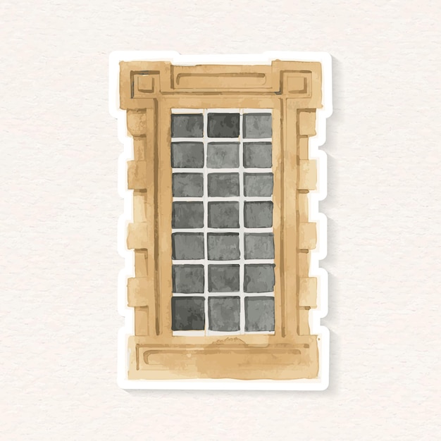 Vector gratuito vector vintage acuarela ilustración ventana europea arquitectura