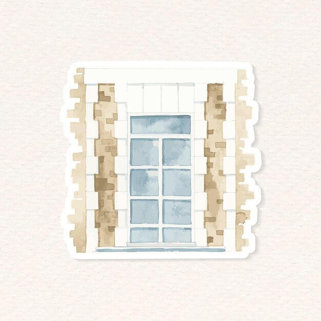 Vector vintage acuarela ilustración ventana europea arquitectura