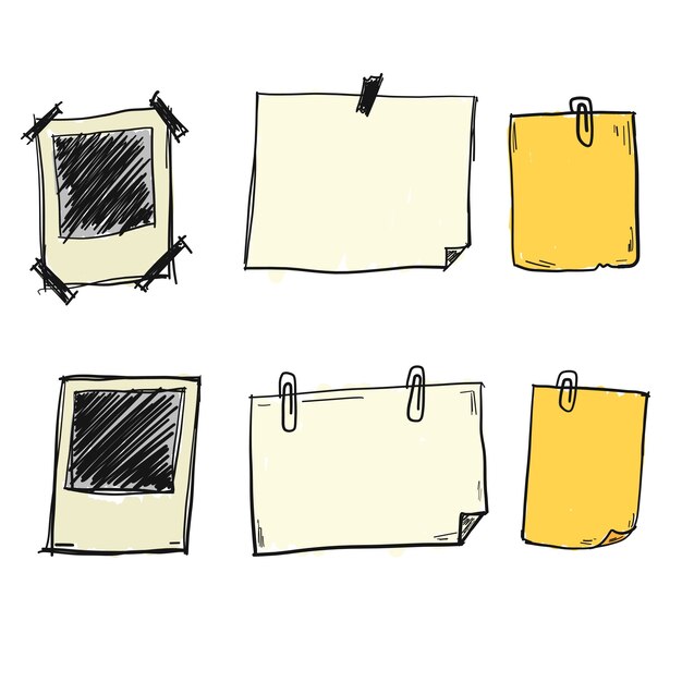 Vectores dibujados a mano de papel de nota