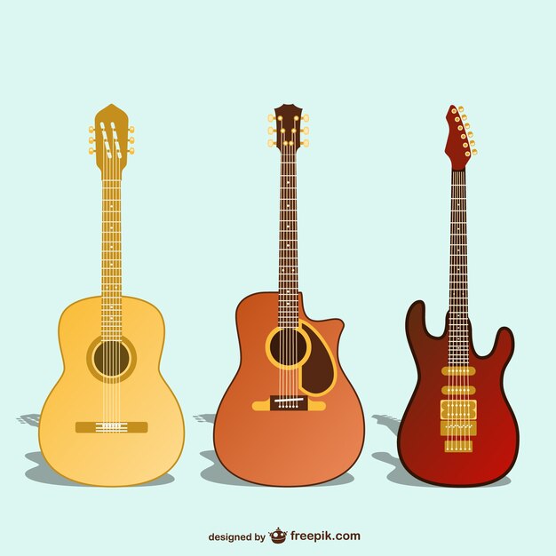Vectores de diversas guitarras