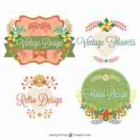 Vector gratuito vectores florales vintage