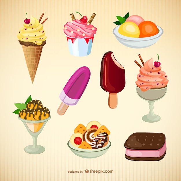 Vector gratuito vectores de helados