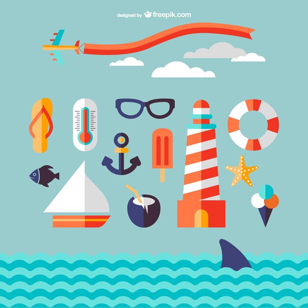 Vectores de iconos de mar