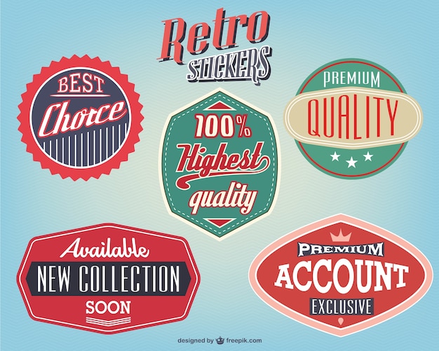 Vector gratuito vectores pegatinas retro